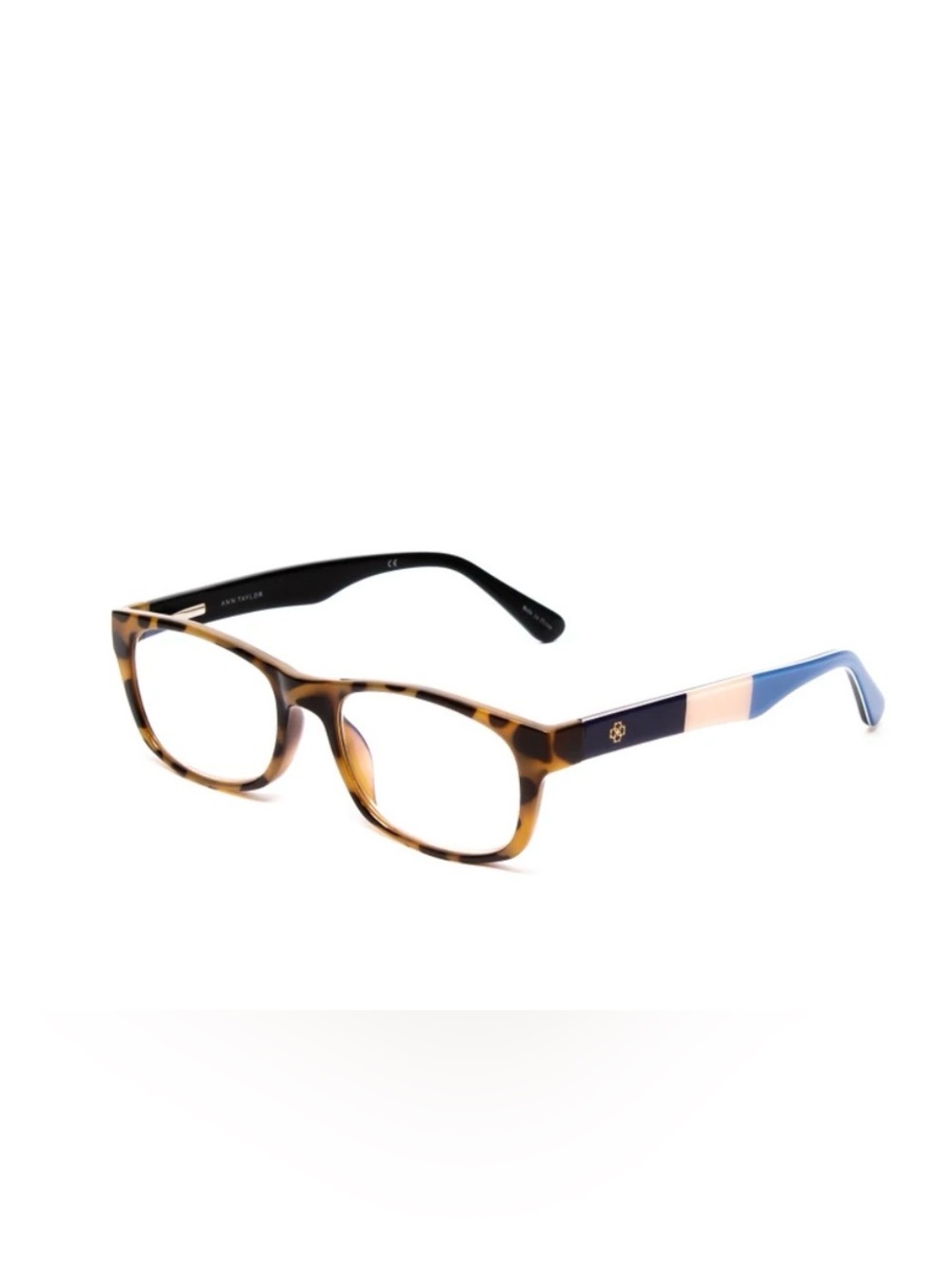 Ann Taylor ATR040 Designer Reading Glasses Tortoise Brown Marine Stripe +1.50